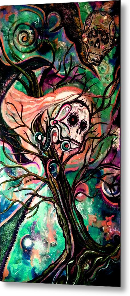Skulls Metal Print featuring the painting What The Hell by Tracy McDurmon