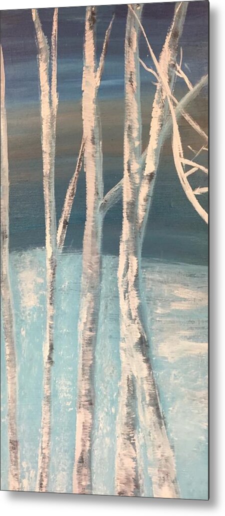 Winter Birches Metal Print featuring the painting Winter Birches by Paula Brown