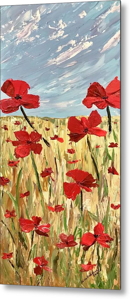 Poppies Metal Print featuring the painting Among the poppies   1 of 2 by Ovidiu Ervin Gruia