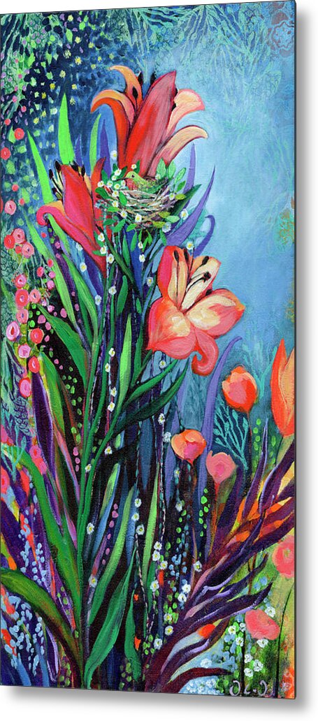 Floral Metal Print featuring the painting Midnight Garden by Jennifer Lommers
