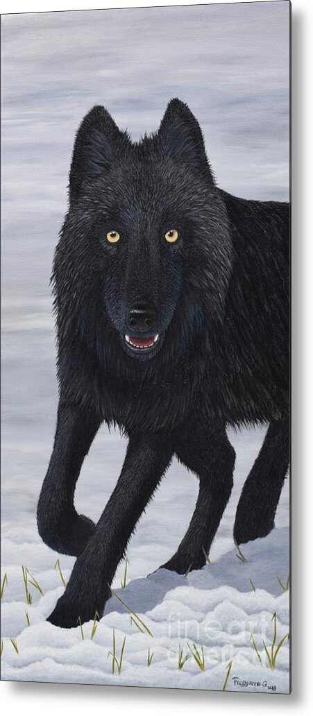 Black Wolf Metal Print featuring the painting Predator by Tracey Goodwin
