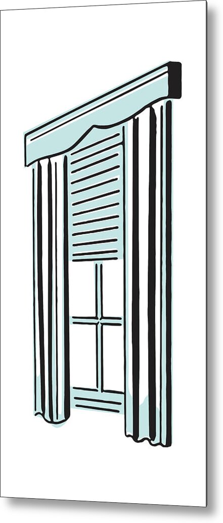 Campy Metal Print featuring the drawing Window with Blinds and Curtains by CSA Images