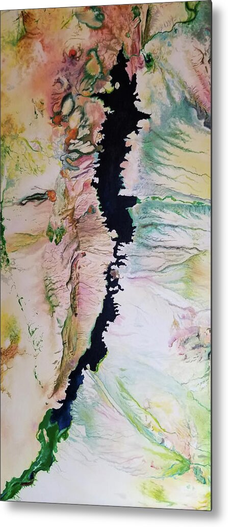 Environmental Artists Metal Print featuring the painting Elephant Butte Reservoir 1991 by Rowan Lyford