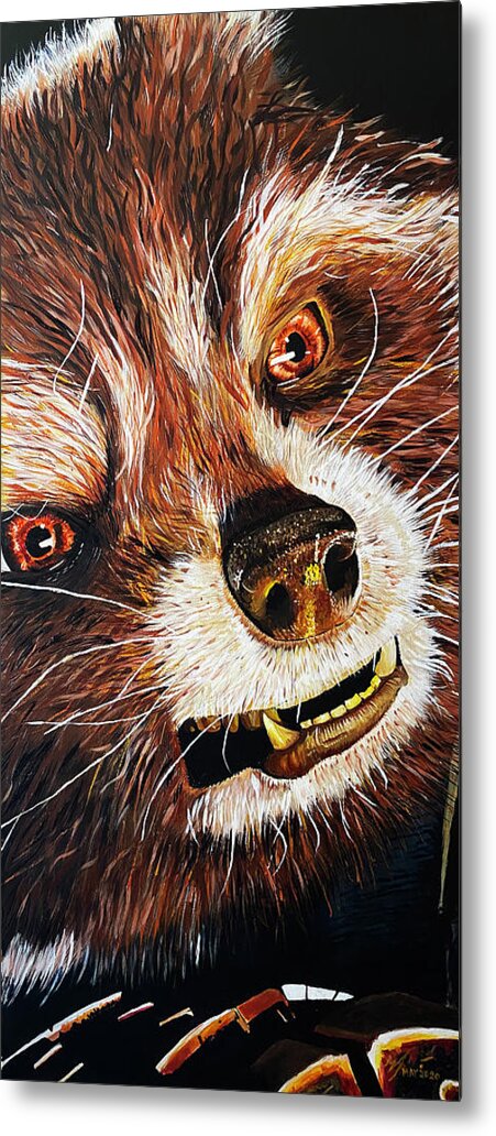 Art Metal Print featuring the painting Rocket Raccoon by Michael McKenzie