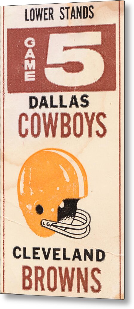 Tickets Metal Print featuring the mixed media 1969 Dallas Cowboys vs. Cleveland Browns by Row One Brand