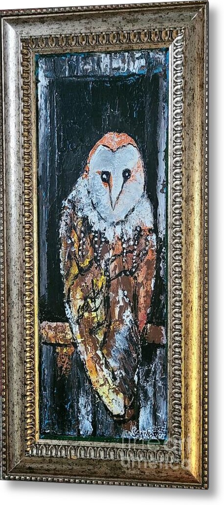  Metal Print featuring the painting Barn Owl by Mark SanSouci