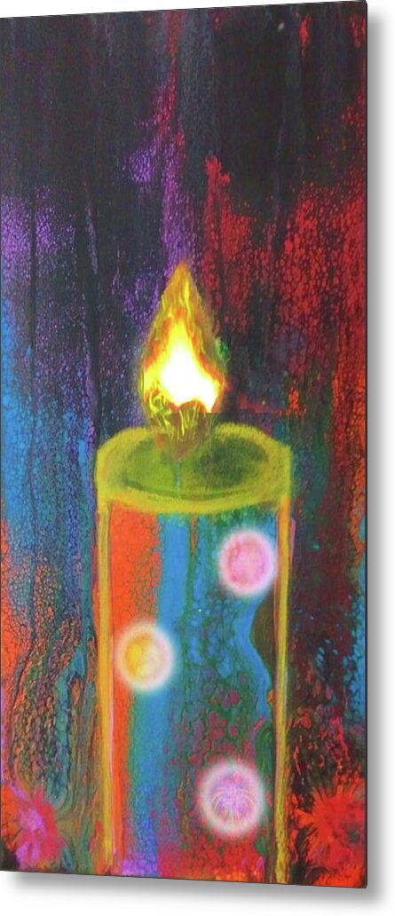 Candle Metal Print featuring the mixed media Candle In The Rain by Anna Adams