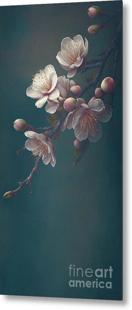 Blossom Metal Print featuring the photograph Closeup of spring pastel blooming flower in orchard. Macro cherr by Jelena Jovanovic