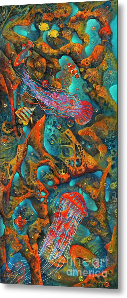 Ocean Metal Print featuring the painting Coral Reef - 3D by Ricardo Chavez-Mendez