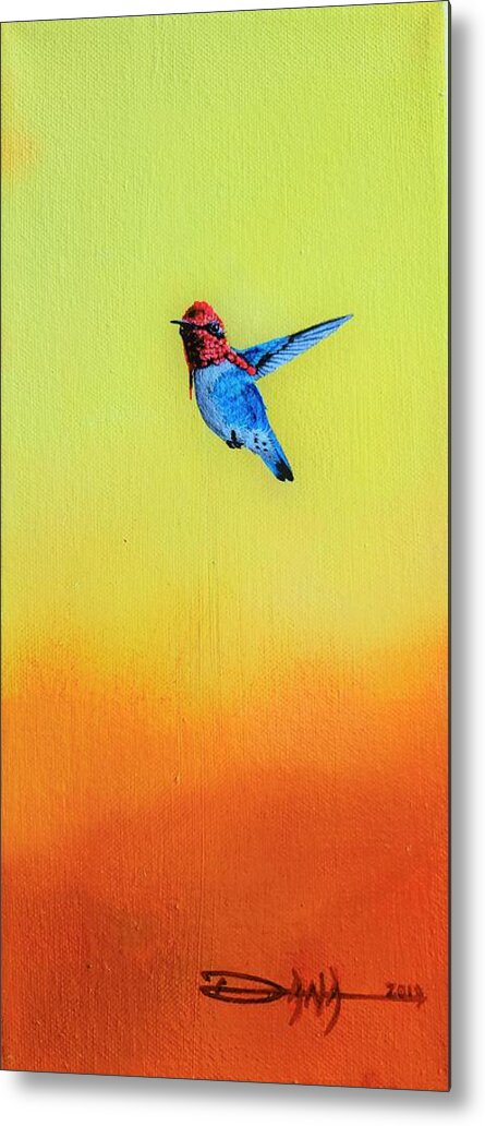 Birds Metal Print featuring the painting Cuban Bumblebee Hummingbird by Dana Newman