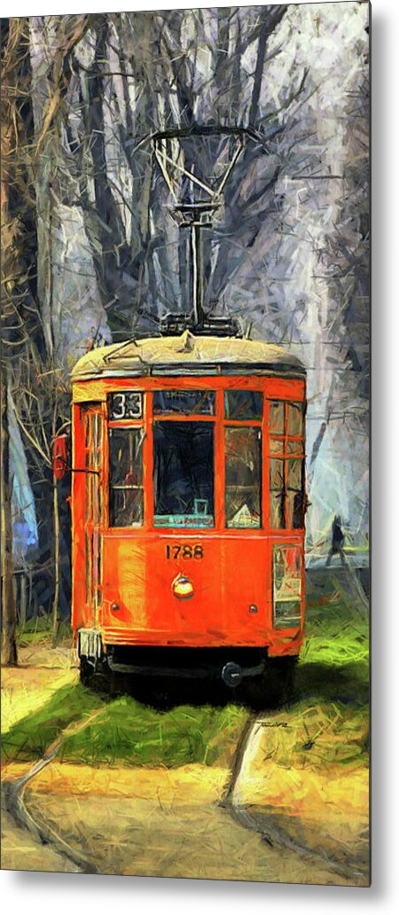 Tram Metal Print featuring the painting Il 33 by Tano V-Dodici ArtAutomobile