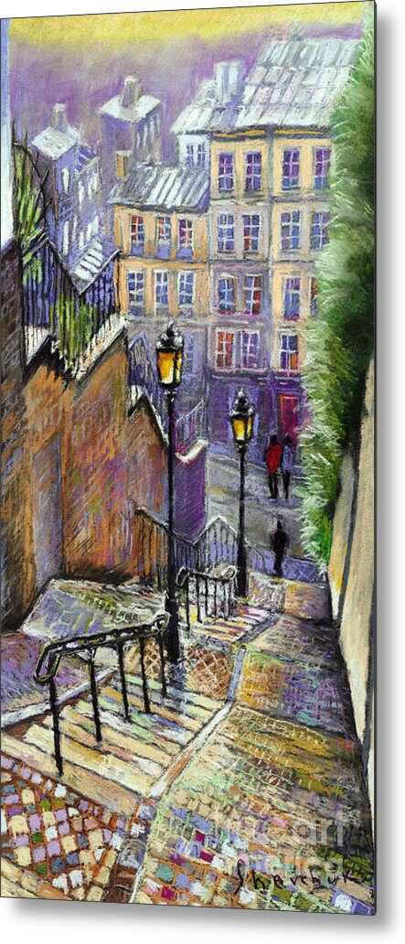 Cityscape Metal Print featuring the painting Paris Montmartre Steps by Yuriy Shevchuk