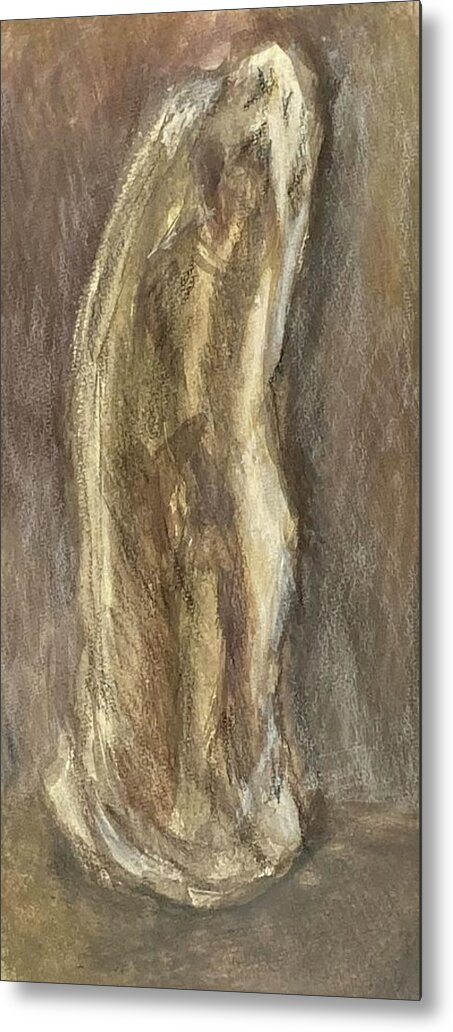 Pigments Metal Print featuring the drawing Wrapped Figure in Brown by David Euler