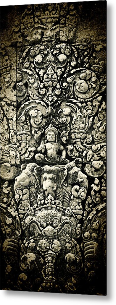 Banteay Srei Carving Metal Print featuring the photograph Banteay Srei Carvings 2 Unframed Version by Weston Westmoreland