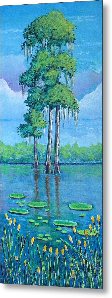 Louisiana Metal Print featuring the painting Louisiana Cypress by Suzanne Theis