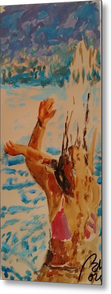 Pose Metal Print featuring the painting Hands up sketch IV by Bachmors Artist