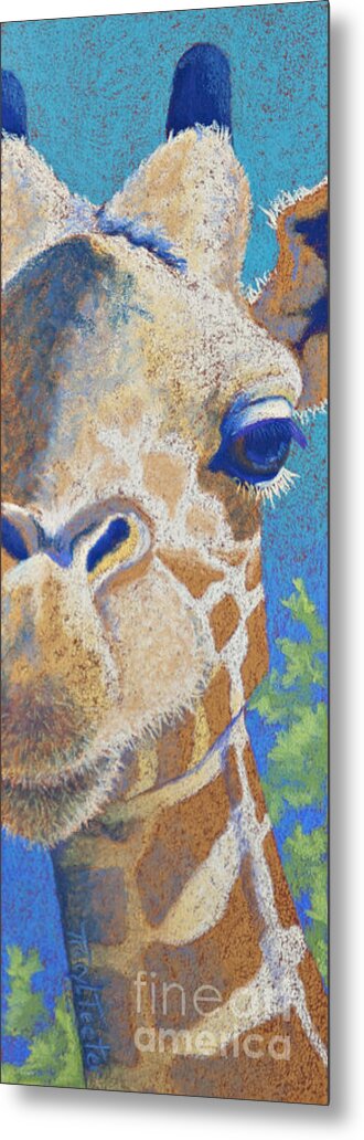Giraffe Metal Print featuring the pastel Above the Treetops I by Tracy L Teeter 