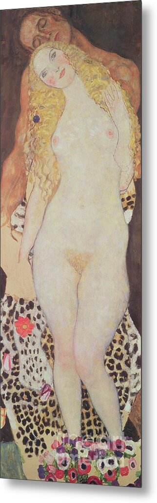 Klimt Metal Print featuring the painting Adam And Eve by Gustav Klimt