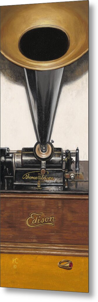 Victrola Metal Print featuring the painting Sound of Memories by Ron Crabb