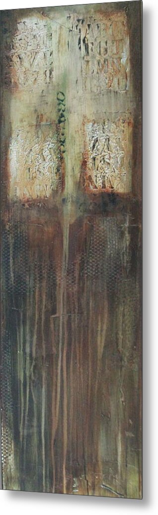 Abstract In Greens Metal Print featuring the painting The Lost Panel #4 by Lauren Petit