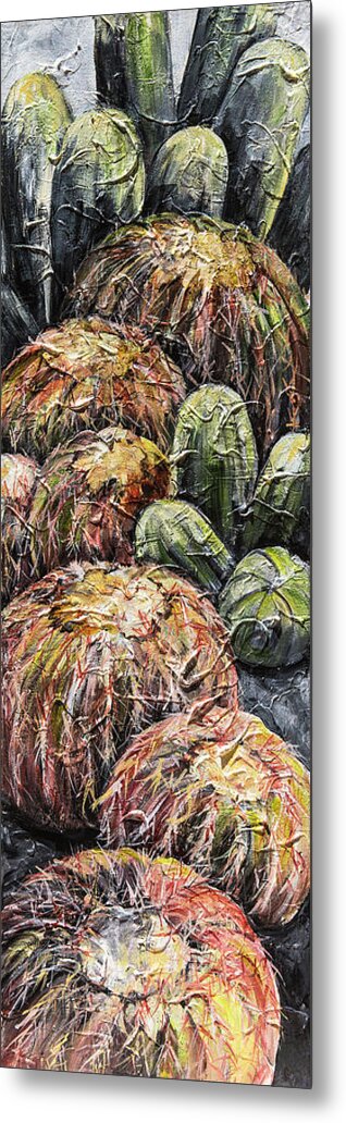 Cactus Metal Print featuring the painting Barrel Cactus #1 by Sally Quillin