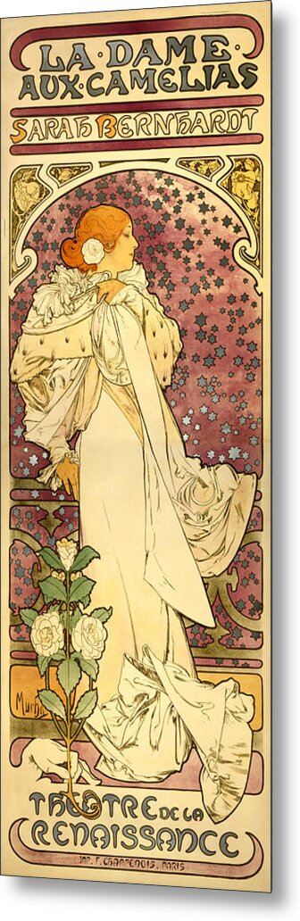 Alphonse Mucha Metal Print featuring the painting Sarah Bernhardt by Alphonse Mucha