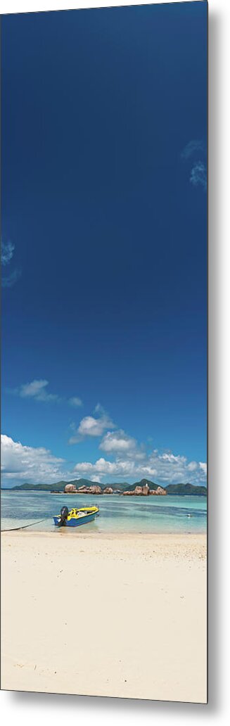 Water's Edge Metal Print featuring the photograph Blue Sky Lagoon Idyllic Tropical Island by Fotovoyager