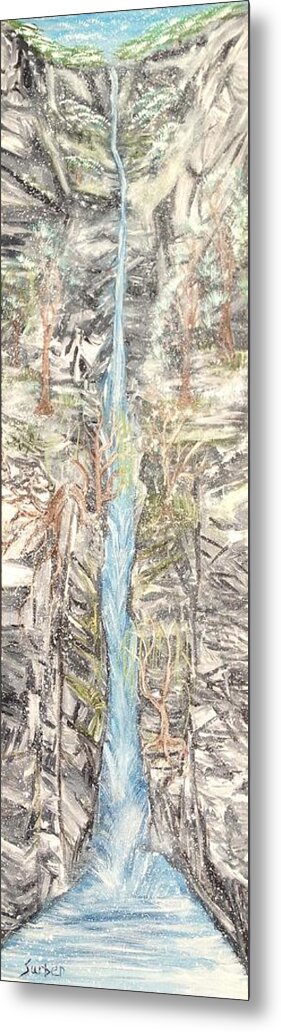 Snow Metal Print featuring the painting Snowy Falls by Suzanne Surber