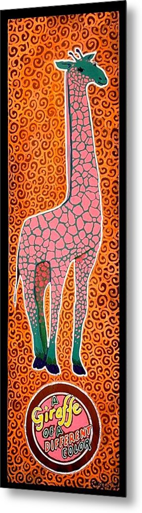 Giraffe Metal Print featuring the painting A Giraffe of a Different Color #2 by Jim Harris