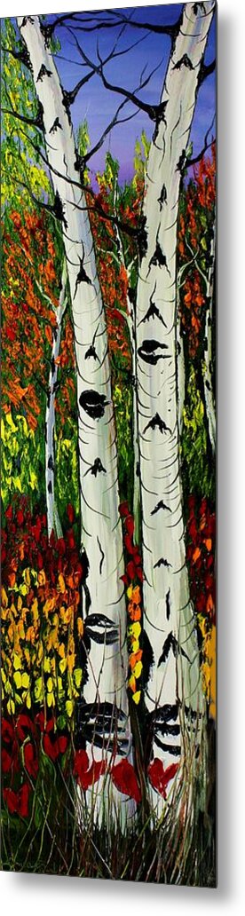  Metal Print featuring the painting Birch Tree's Of Autumn #17 by James Dunbar