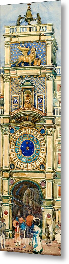 Clock Tower Metal Print featuring the painting Clock Tower, Saint Mark Square, Venice by Maurice Prendergast