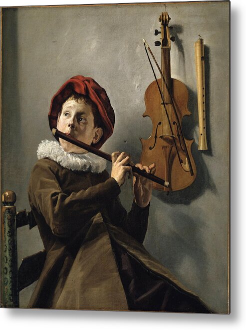 Judith Leyster Metal Print featuring the painting Boy playing the Flute by Judith Leyster
