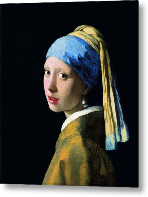Johannes Vermeer Metal Print featuring the painting Girl With A Pearl Earring by Jan Vermeer