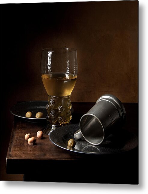 Golden Age Metal Print featuring the photograph Heda - Still Life with Large Roemer and Goblet by Levin Rodriguez