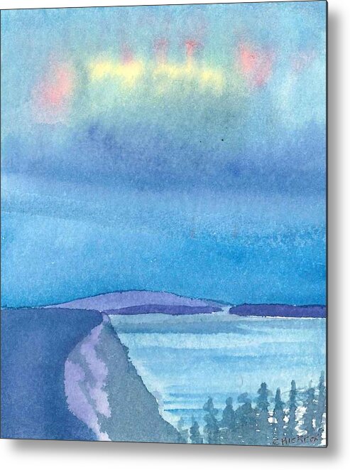 Landscape Metal Print featuring the painting Northern Lights #1 by Charlotte Hickcox