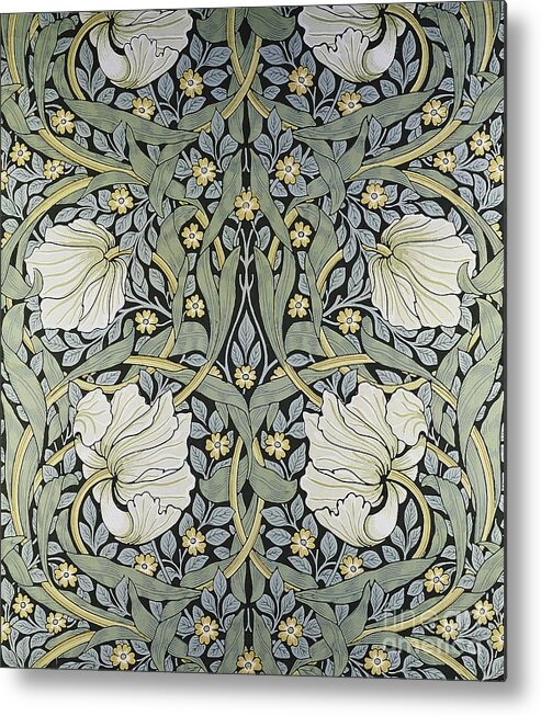 Arts And Crafts Movement Metal Print featuring the tapestry - textile Pimpernel wallpaper design 1876 by William Morris by William Morris