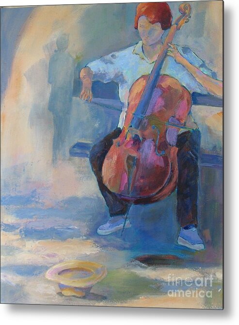 Cello Metal Print featuring the painting Solo #1 by John Nussbaum
