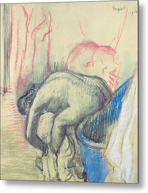 Degas Metal Print featuring the drawing After the Bath by Edgar Degas