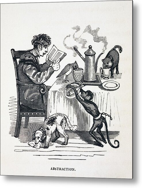 Absorbed Metal Print featuring the photograph 1836 Caricature Of Abesent Minded Prof. by Paul D Stewart