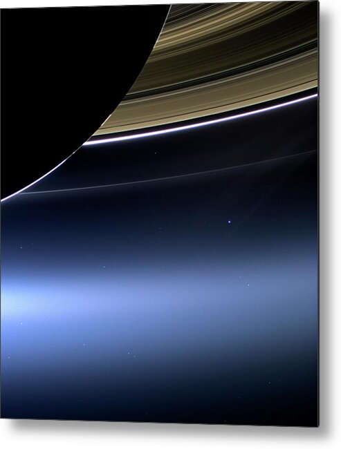 Astronomy Metal Print featuring the photograph Earth And Moon From Saturn #2 by Nasa