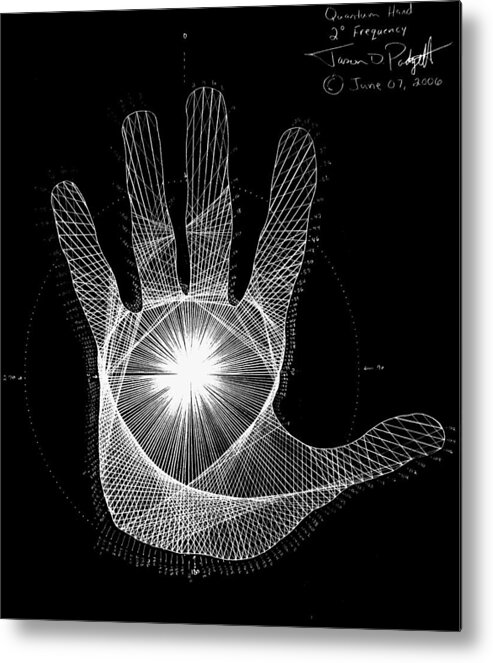 Hand Metal Print featuring the drawing Quantum Hand through my eyes by Jason Padgett