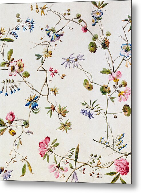 William Metal Print featuring the painting Vintage Floral Textile design by William Kilburn by William Kilburn