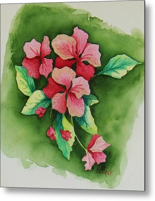 Print Metal Print featuring the painting Geraniums by Katherine Young-Beck