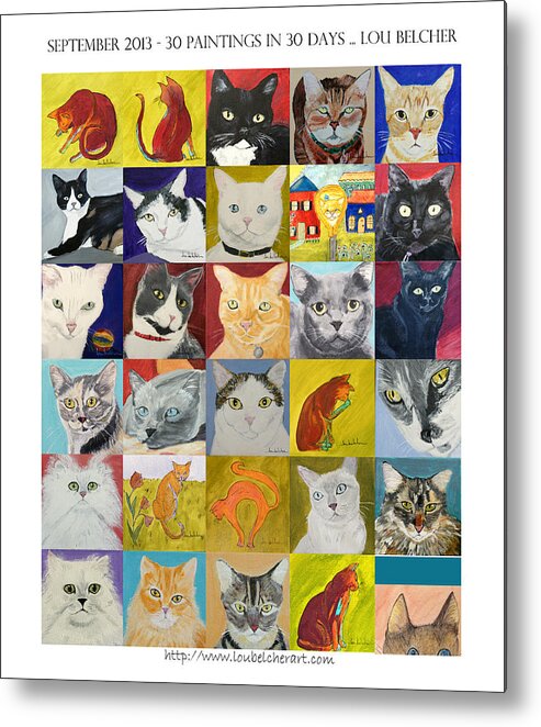Cats Metal Print featuring the painting 30 Paintings in 30 Days - September 2013 by Lou Belcher