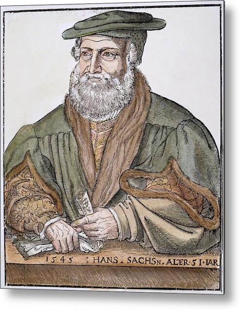 16th Century Metal Print featuring the painting Hans Sachs (1494-1576) #4 by Granger