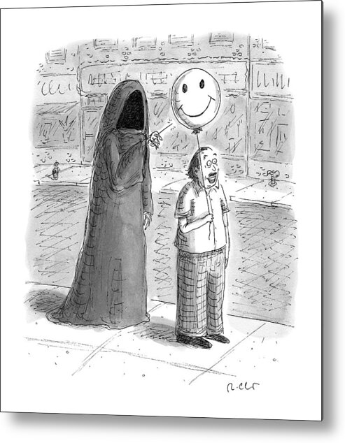 Grim Reaper Metal Print featuring the drawing New Yorker September 26th, 2016 by Roz Chast