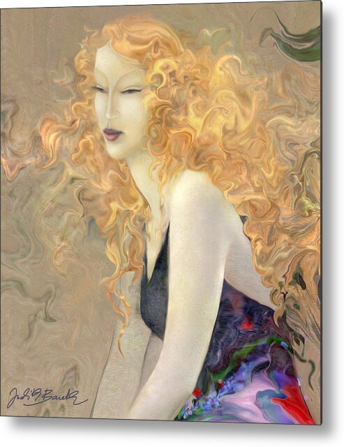 Girl Art With Blond Hair Metal Print featuring the digital art Angel Hair by Judith Barath