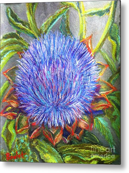 Floral Metal Print featuring the painting Artichoke Blossom by Beverly Boulet