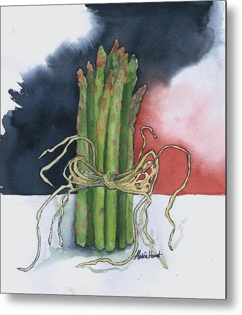 Asparagus Metal Print featuring the painting Asparagus in Raffia by Maria Hunt