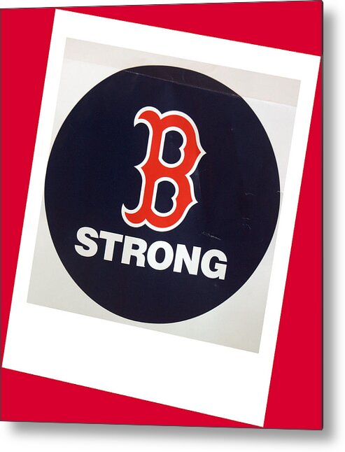 Boston Metal Print featuring the photograph B Strong Red White and Blue by Caroline Stella